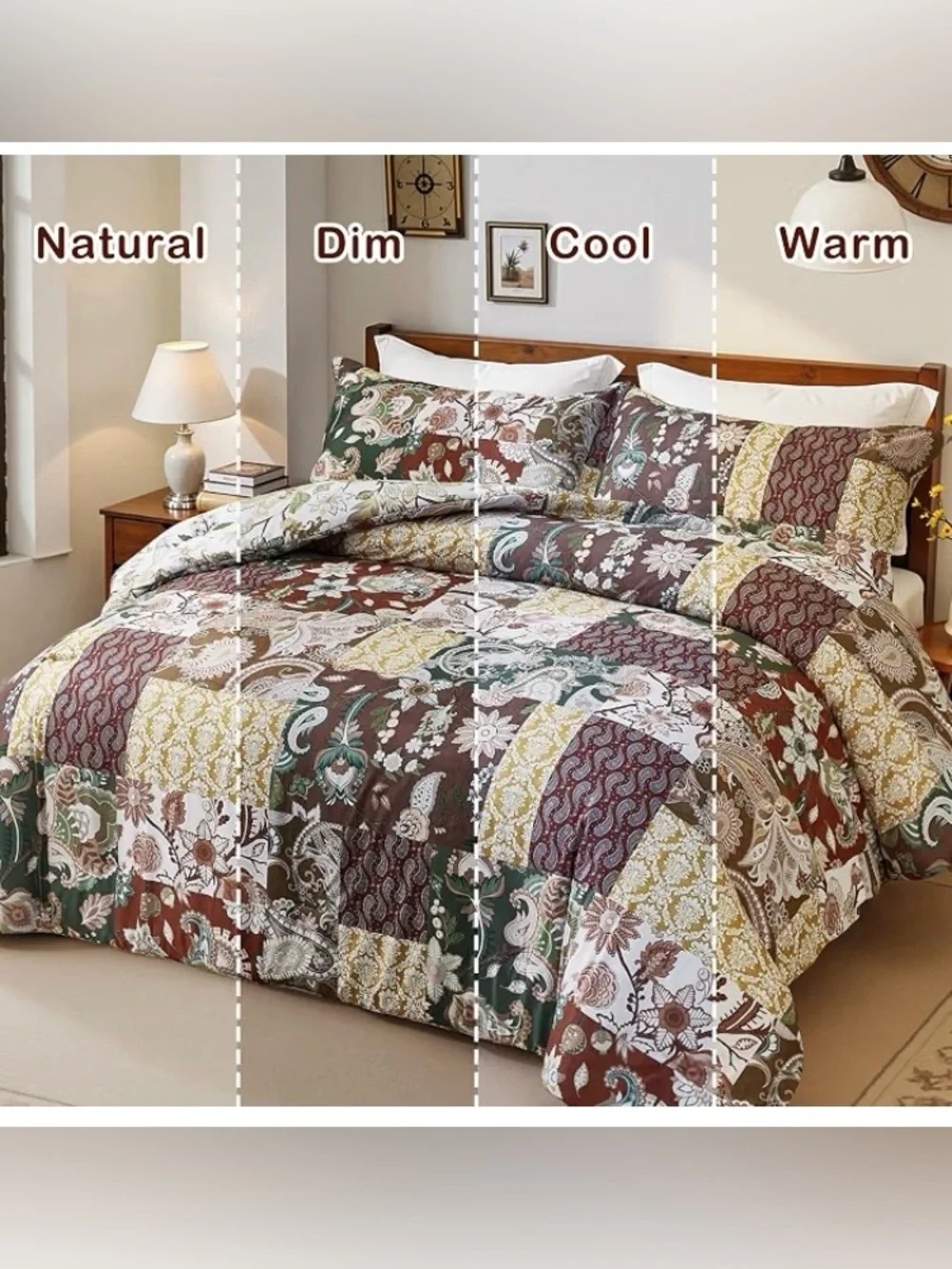 Boho King Size Comforter Set - 3 Piece Patchwork Vintage, SEALED PACKAGE